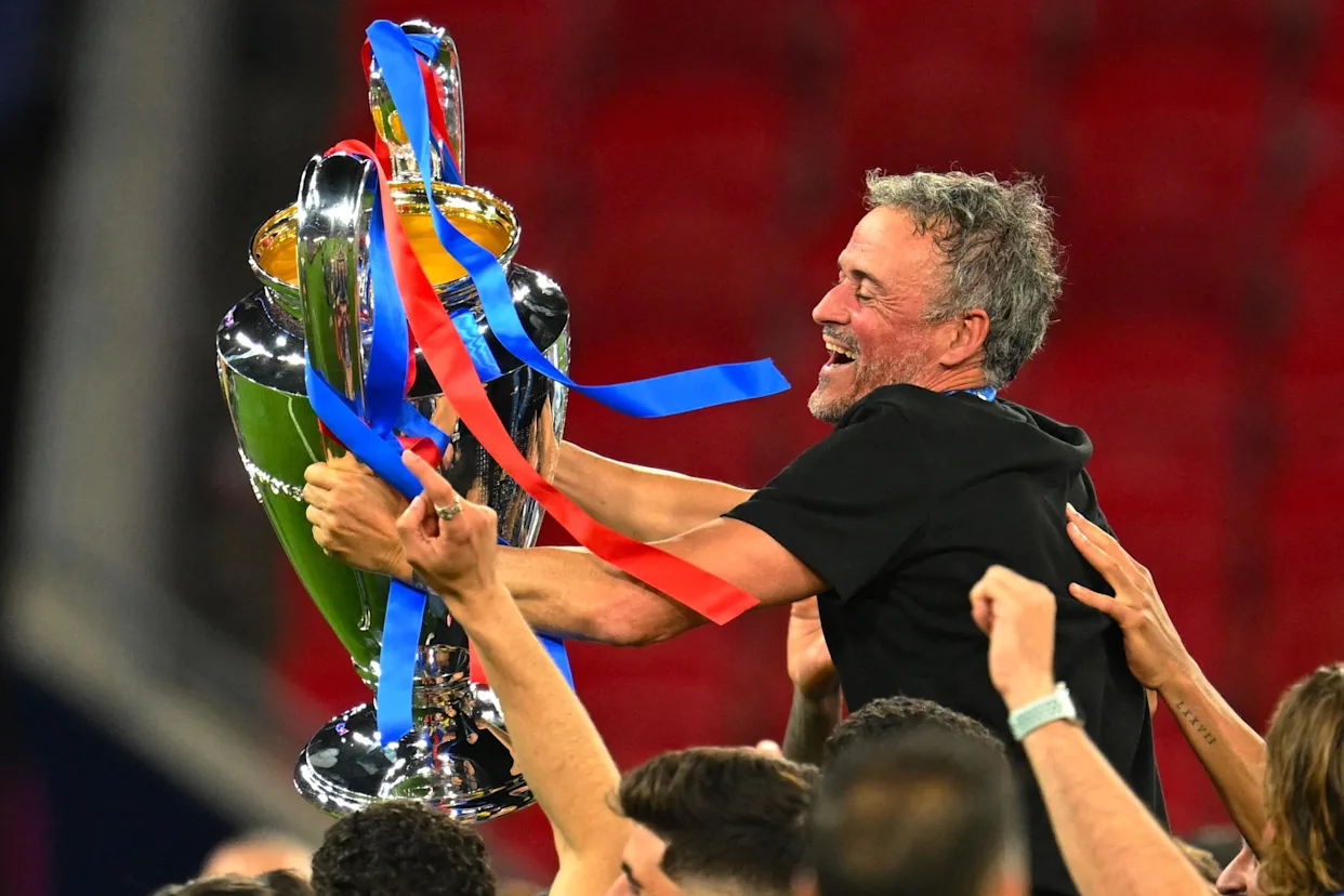 Célébration des joueurs du PSG après leur victoire en Ligue des champions