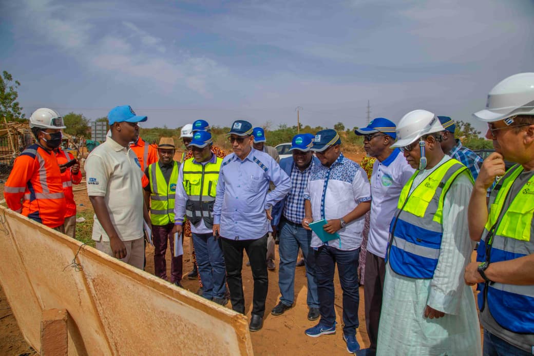 Vue aérienne du chantier de la troisième usine d'eau potable de Niamey
