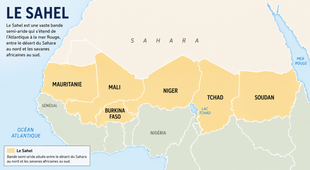 carte illustrant l'urgence humanitaire au Sahel