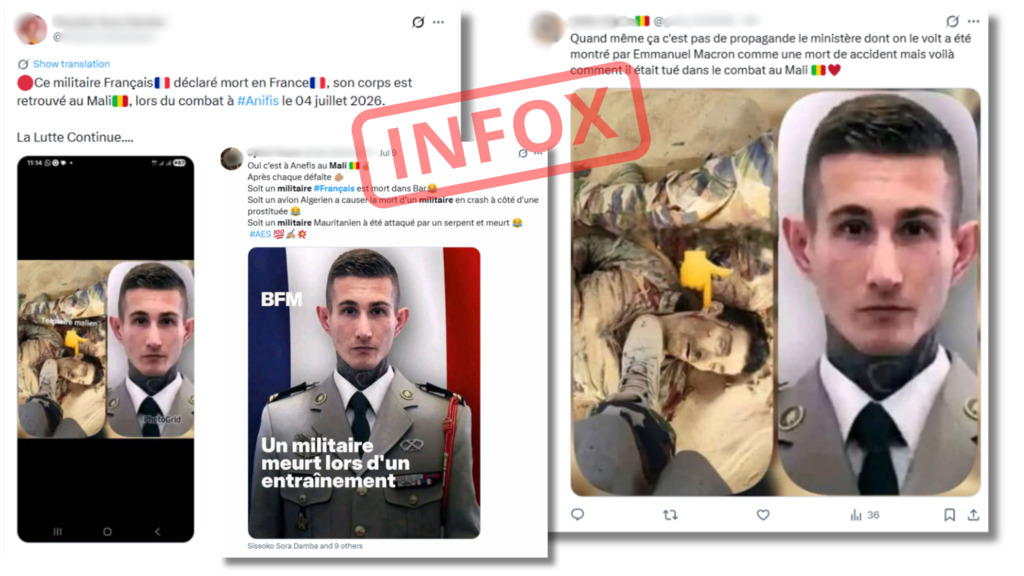 Aucun soldat français n'a péri à Anéfis : ces publications relèvent de la propagande.