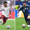 L'Espagnol Lamine Yamal et l'Argentin Lionel Messi lors de la Coupe du monde 2026 aux Etats-Unis. (CHARLY TRIBALLEAU, ROBERTO SCHMIDT / AFP)