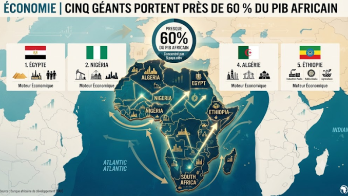 Graphique illustrant la répartition du PIB en Afrique