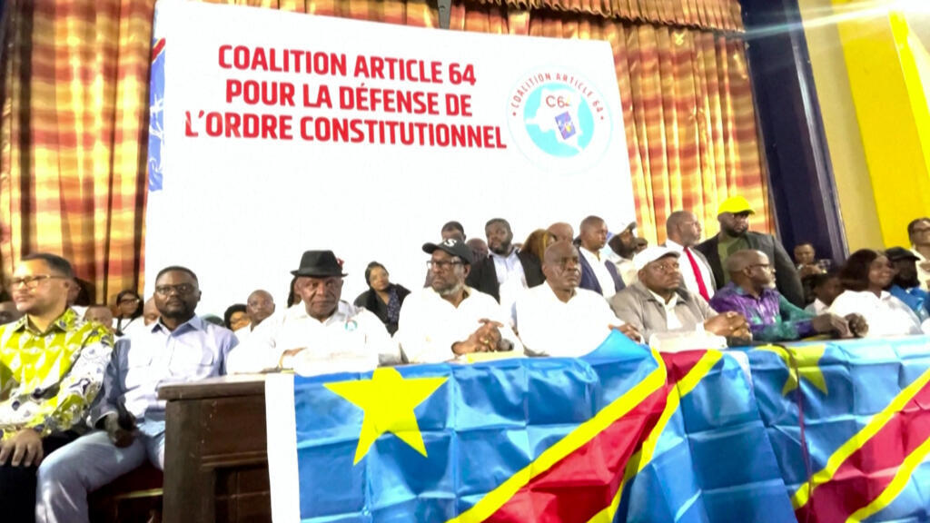 Les leaders de l'opposition de la C64 lors d'une conférence de presse à Kinshasa, RDC