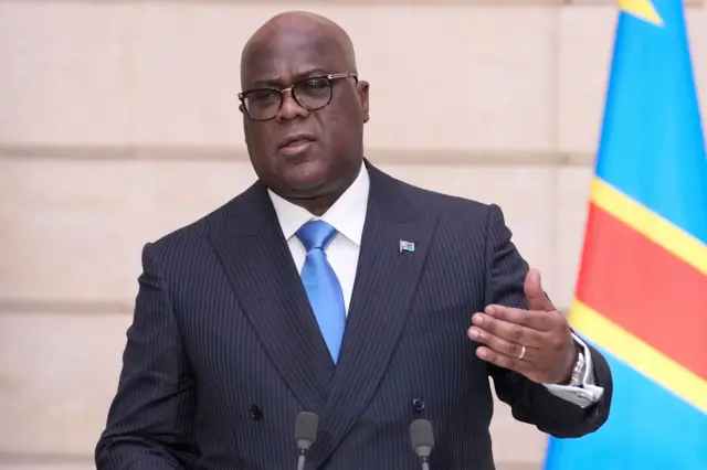 Le président congolais Félix Tshisekedi lors d'une conférence de presse à Paris